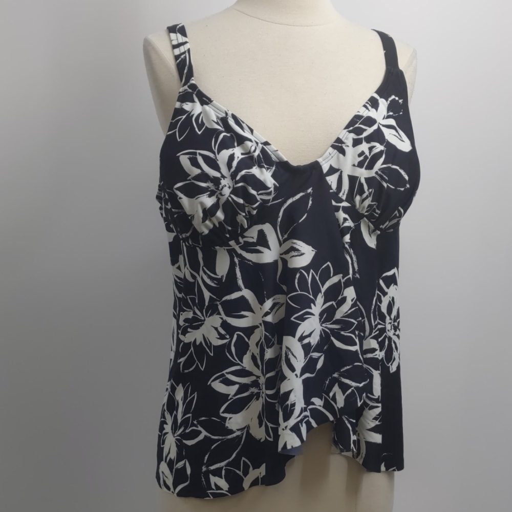 Swimsuits for All black/white tankini-sz 18